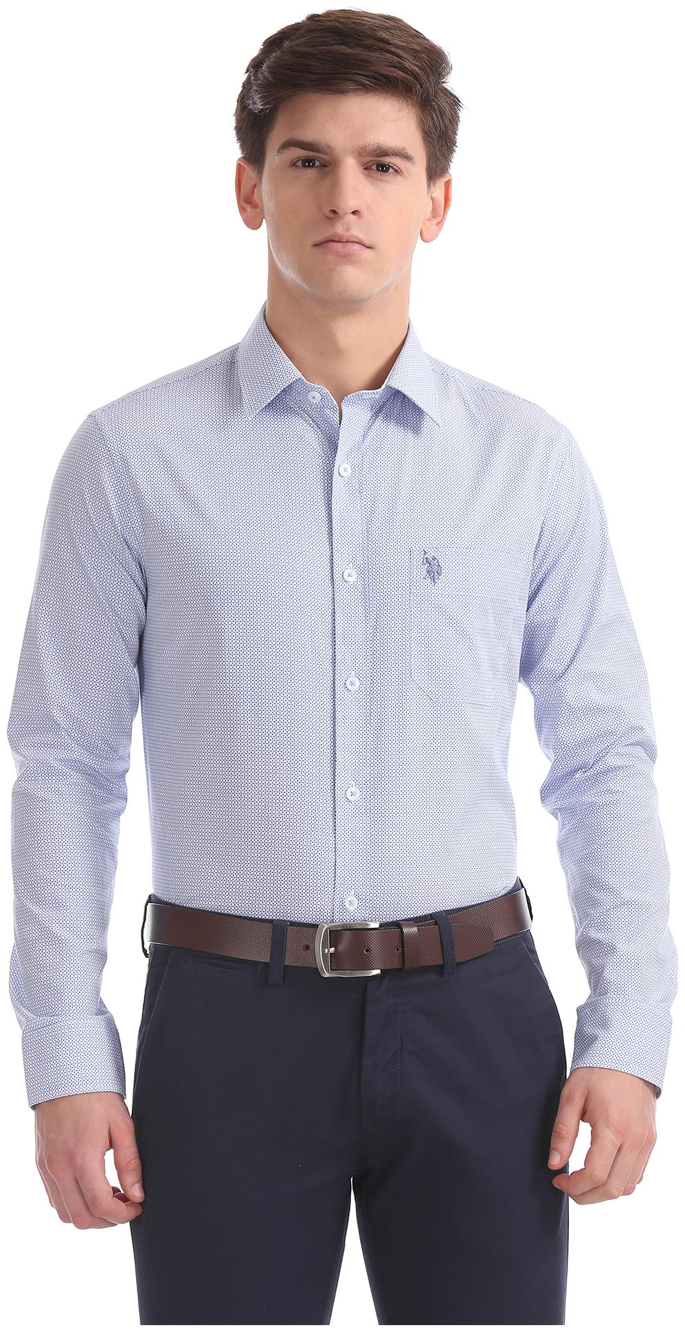 

U S Polo Assn Men Regular fit Formal Shirt - Blue
