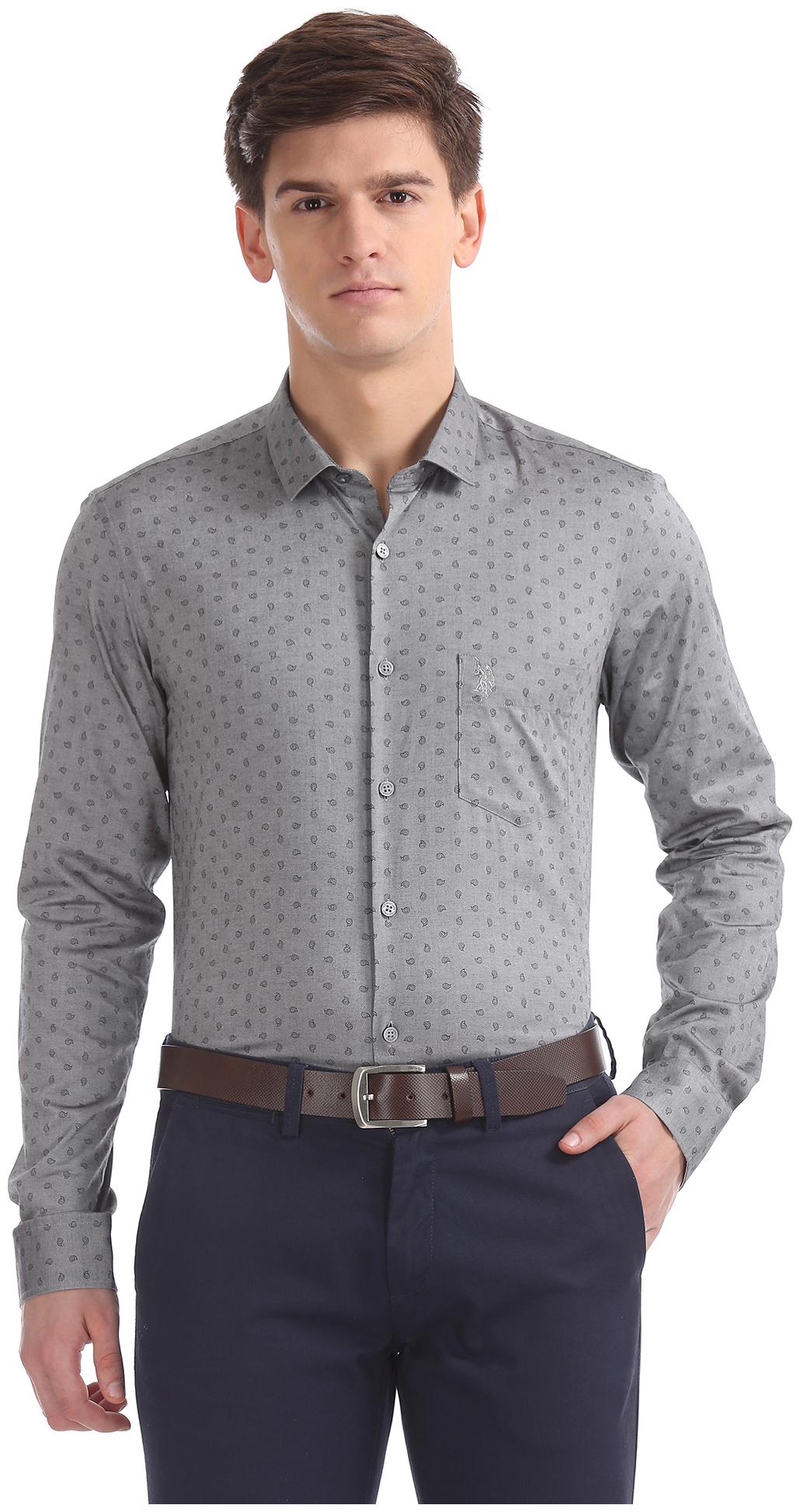 

U S Polo Assn Men Slim fit Formal Shirt - Grey