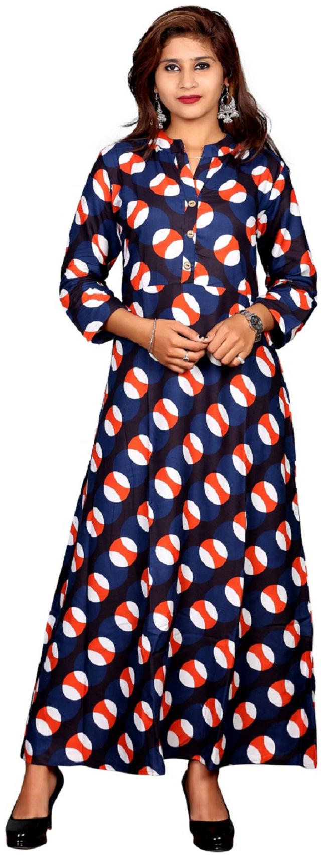 

Priya communication Navy Printed A-line dress
