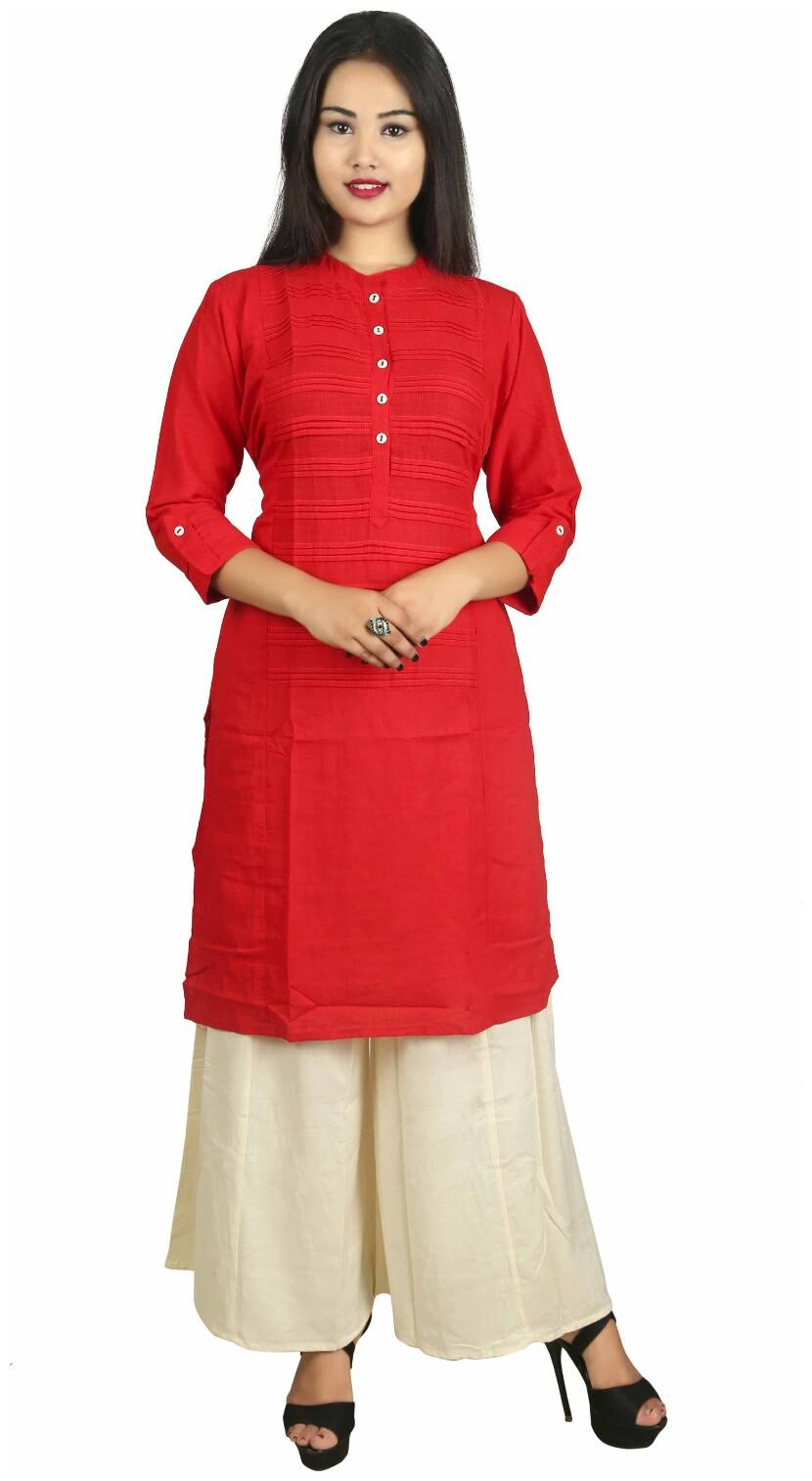 

Priya collection Women Red Solid Straight Kurta With Palazzo
