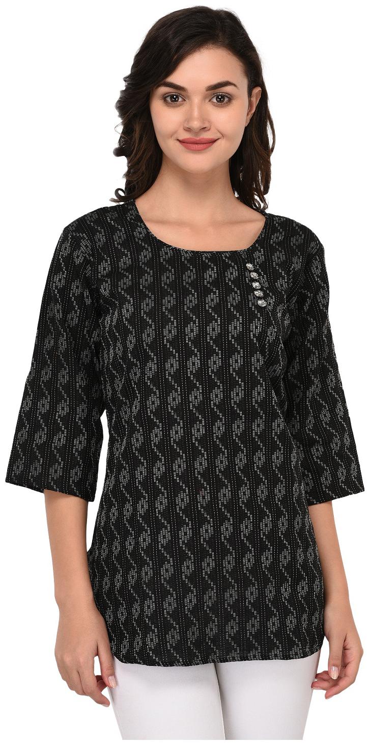 

Priya communication Women Self design Regular top Regular tunic - Black
