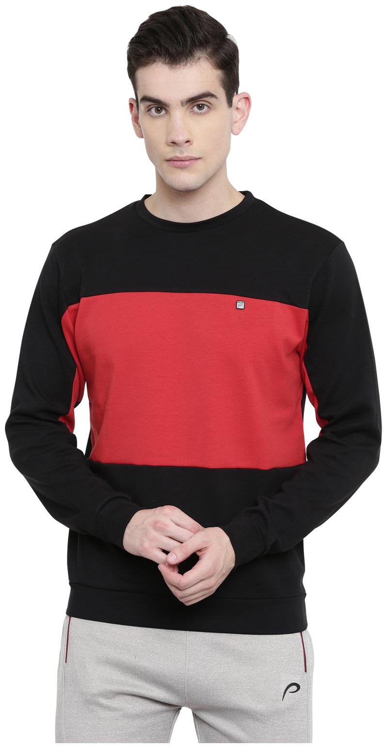

Proline Cotton Colorblocked Men Sweatshirt - BLACK