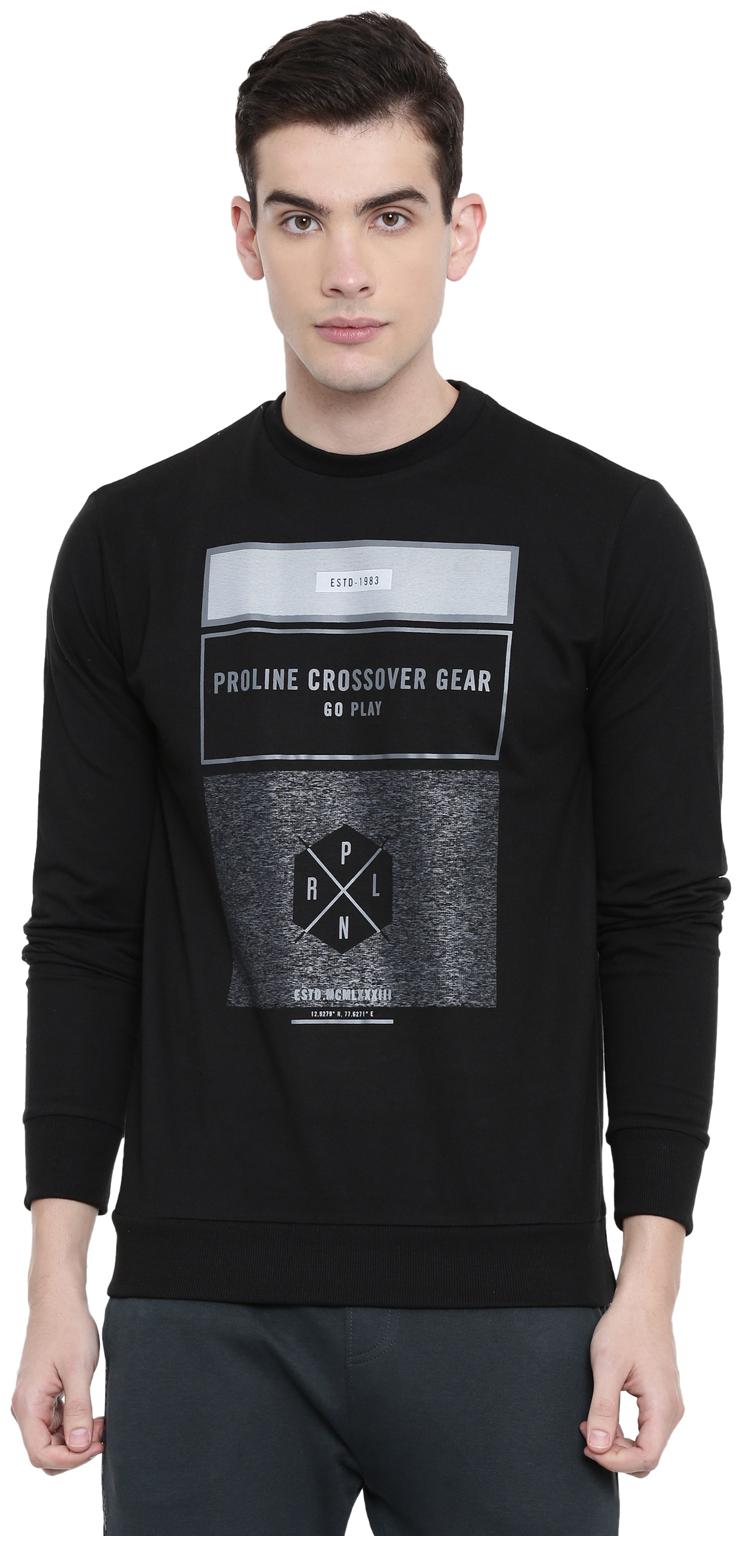 

Proline Cotton Printed Men Sweatshirt - Black