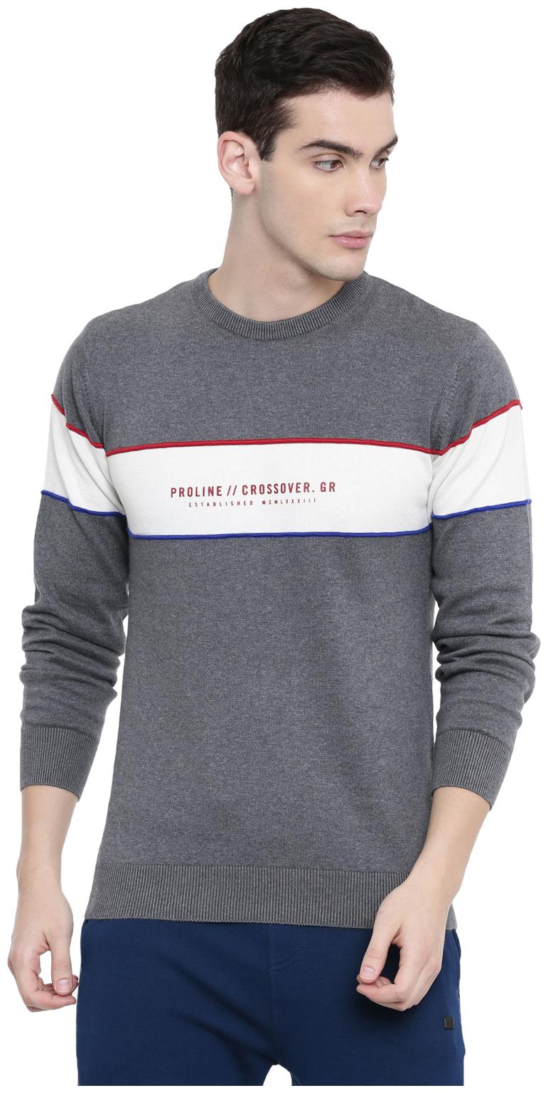 

Proline Cotton Printed Men Pullover - Grey