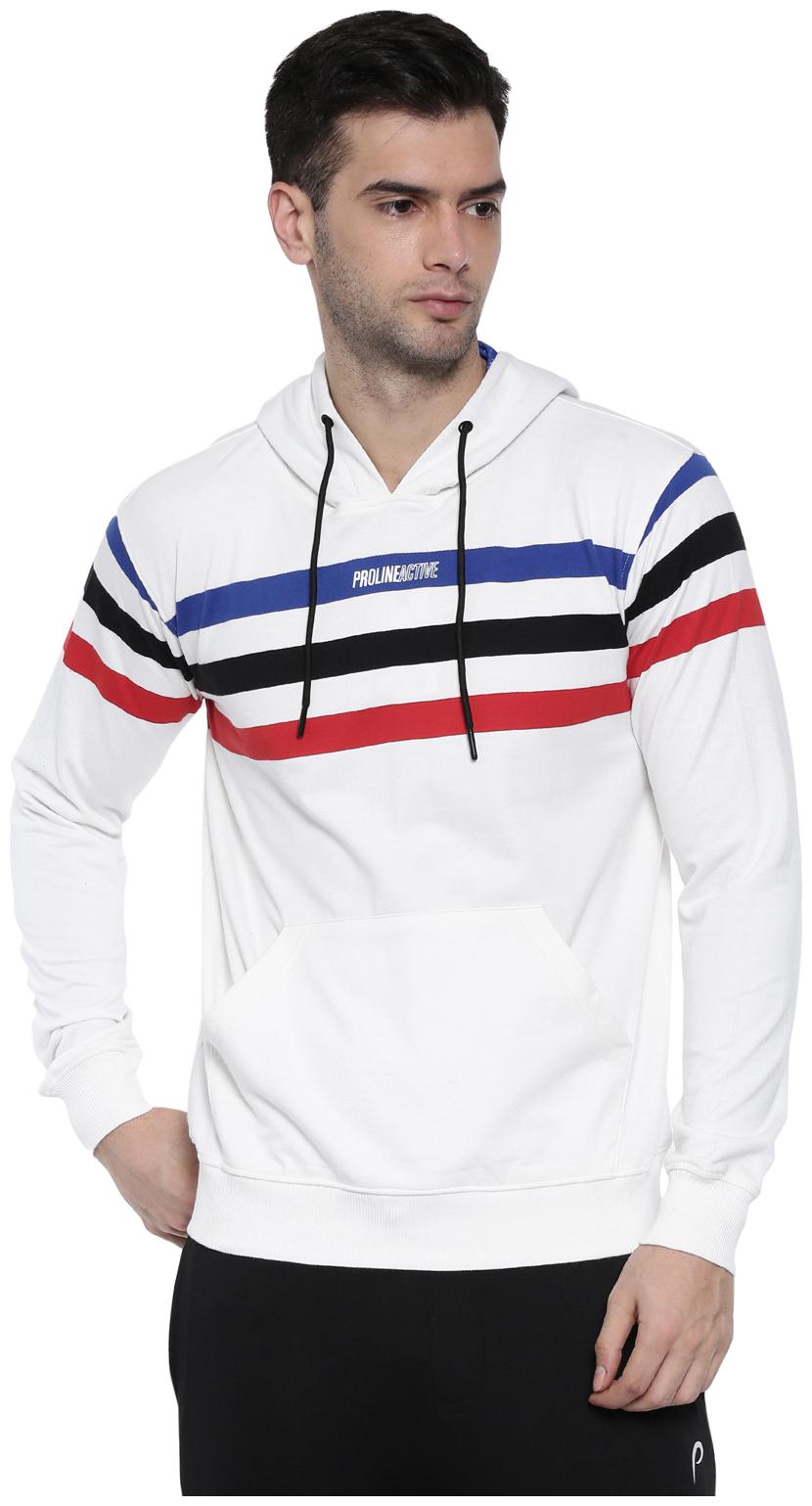

Proline Cotton Striped Men Sweatshirt - White