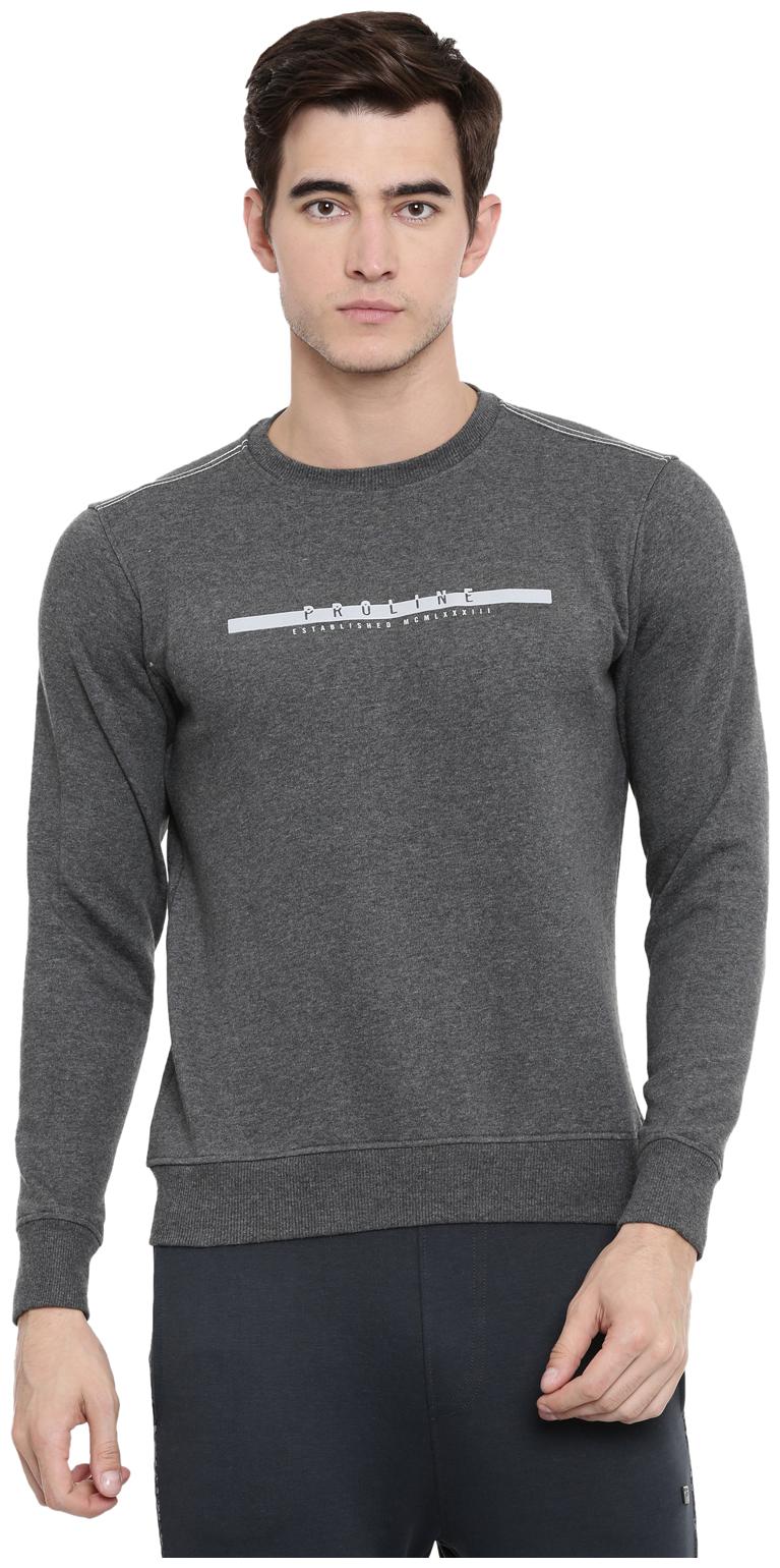 

Proline Cotton Men Grey Sweatshirt