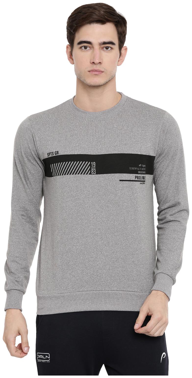 

Proline Cotton Men Grey Sweatshirt