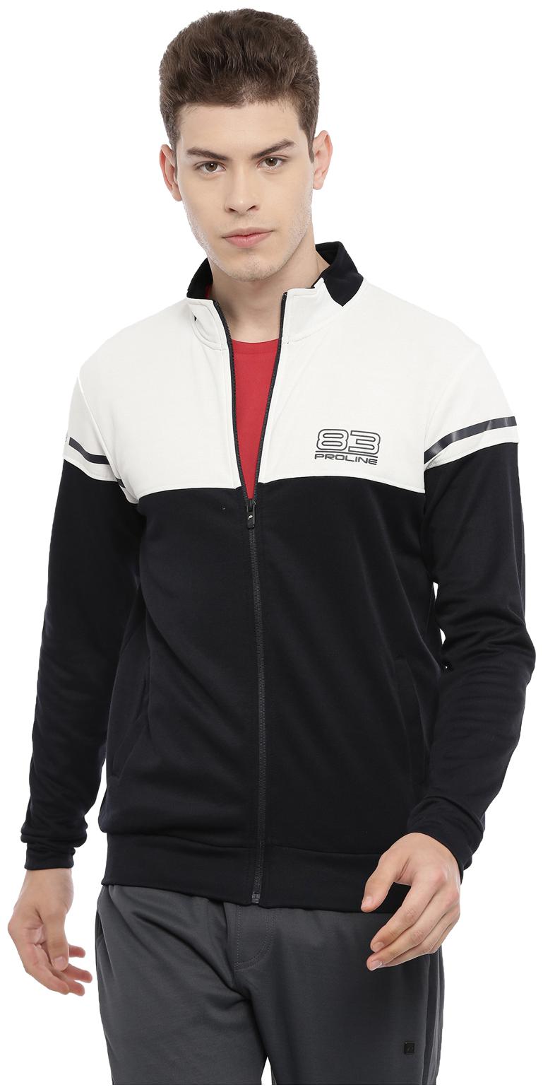 

Proline Men White Black High neck Sweatshirt