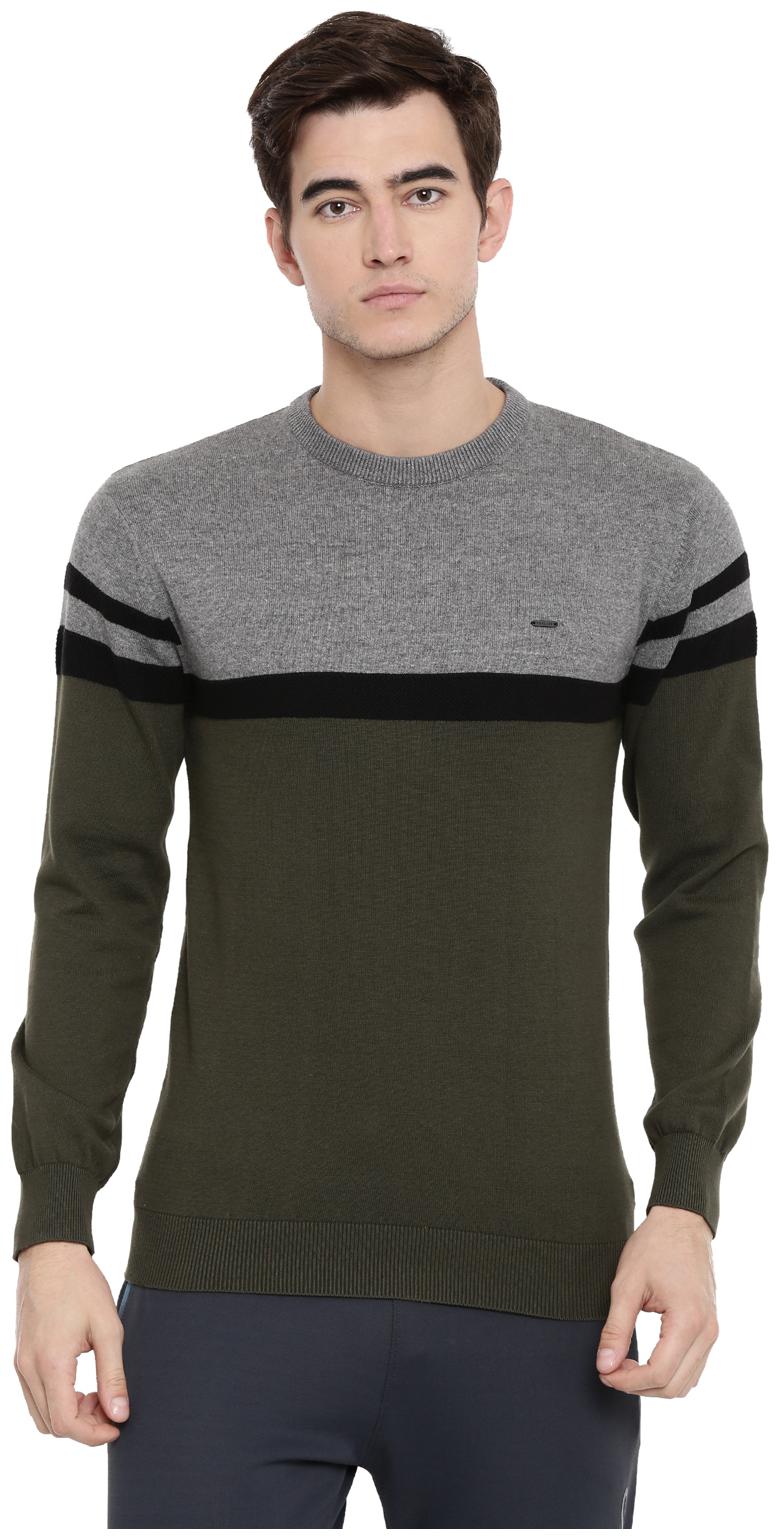 

Proline Cotton Men Grey Green Pullover