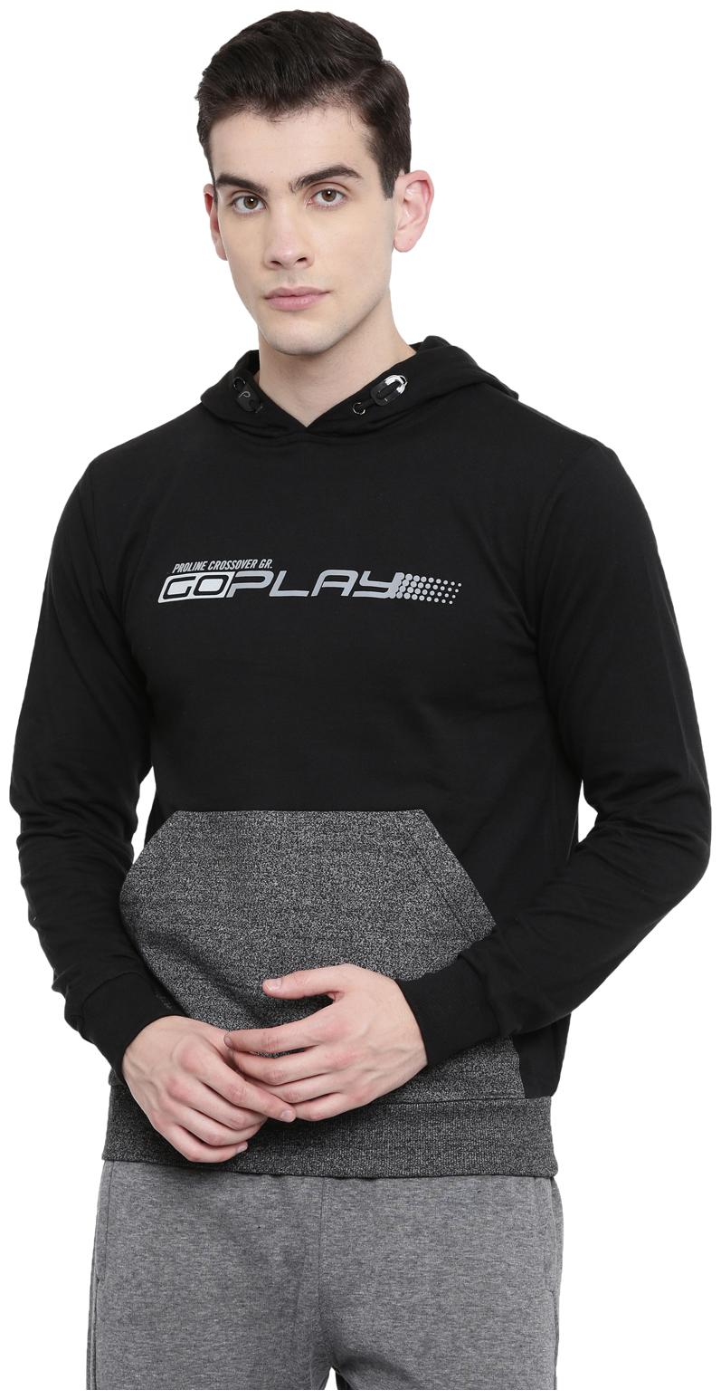 

Proline Cotton Colorblocked Men Sweatshirt - Black Grey