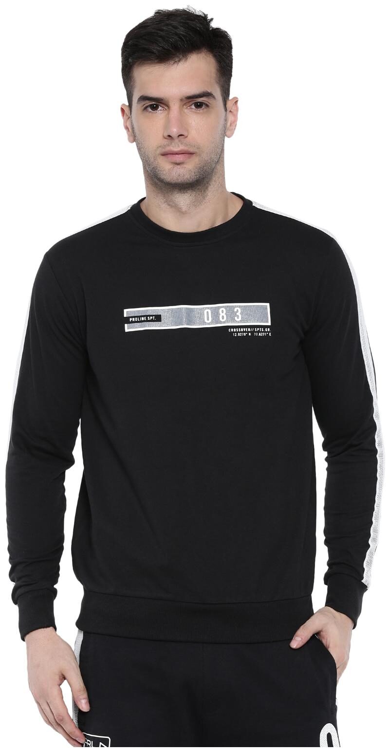 

Proline Cotton Solid Men Sweatshirt - Black