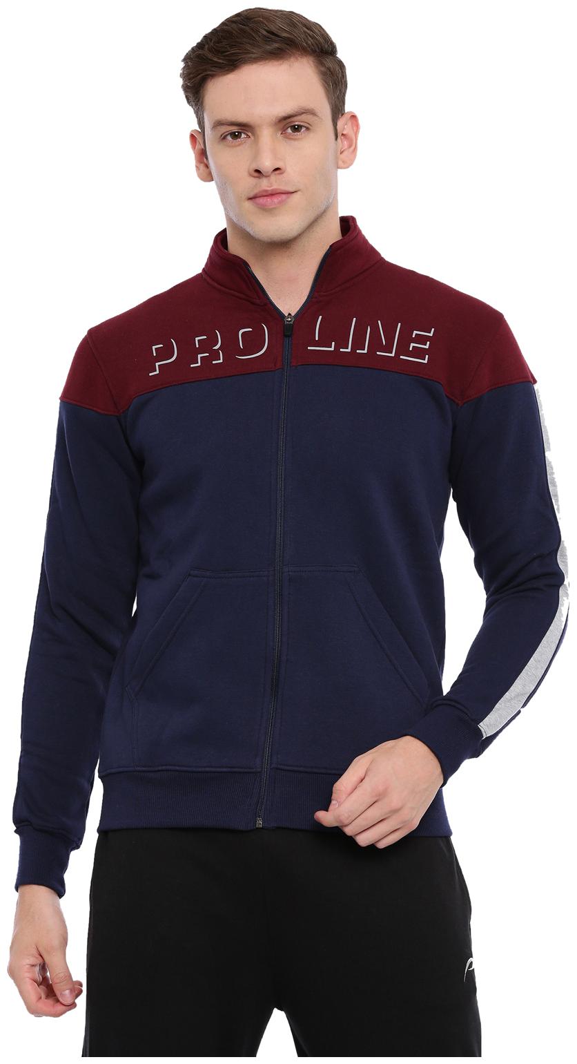 

Proline Men Maroon Blue High neck Hoodie