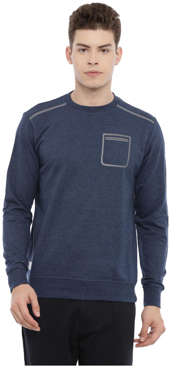 

Proline Men Navy Blue Cotton Solid Sweatshirt