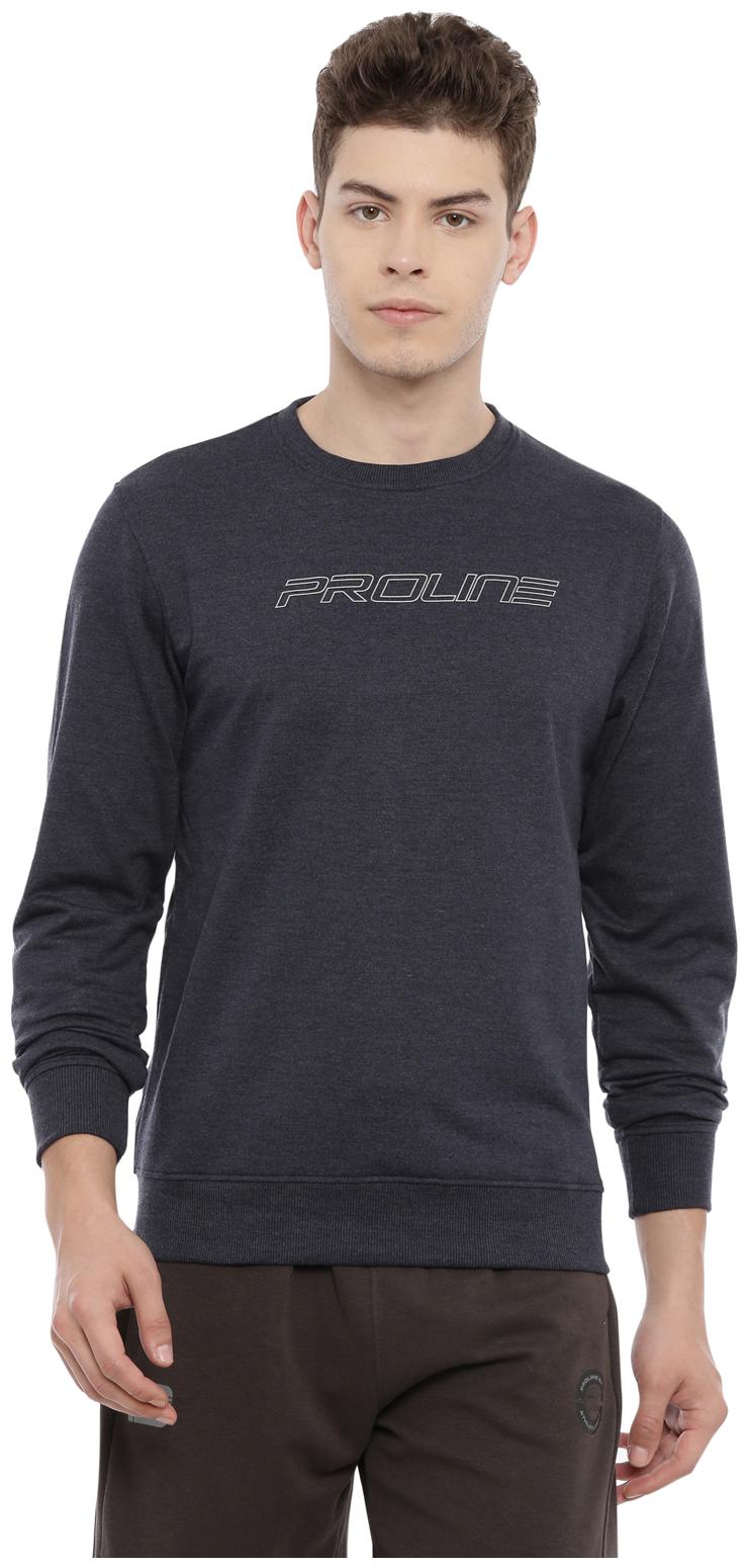 

Proline Men Navy Blue Cotton Solid Sweatshirt