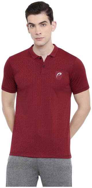 Proline Polyester Polo Neck Printed Men T-shirt - Red