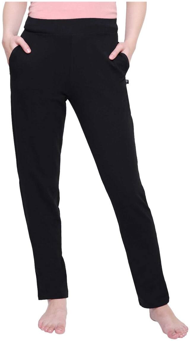 Proteens Women Regular fit Cotton Solid Track pants - Black