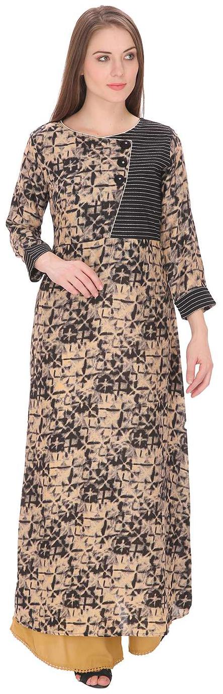 

Pruplicious Beige and Brown Floor Lenth Suit Set
