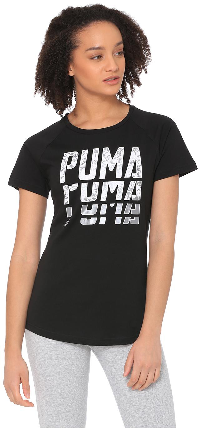 

Puma Women Black Regular fit Round neck Cotton T shirt