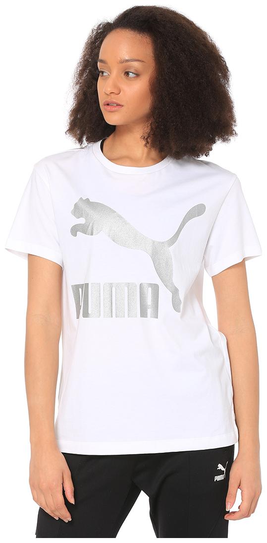 

Puma Women White Regular fit Round neck Cotton T shirt
