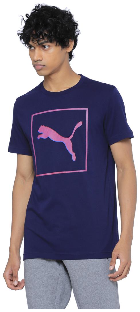 

Puma Men Blue Regular fit Cotton Blend Round neck T-Shirt - Pack Of 1