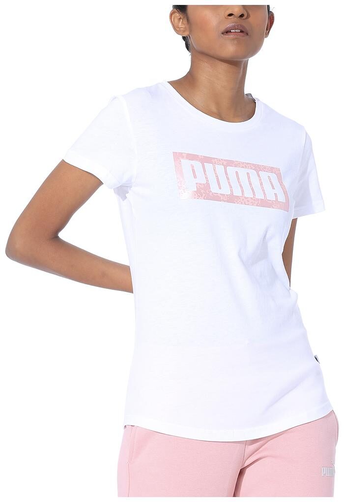 

Puma Women White Regular fit Round neck Cotton T shirt