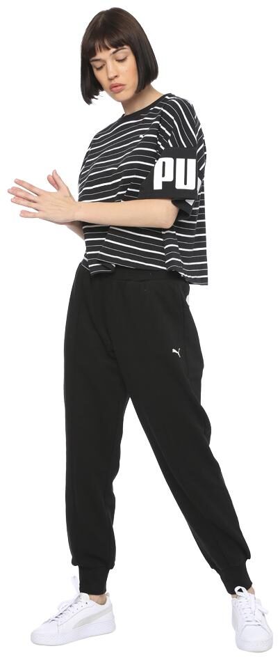 

Puma Women Black Regular fit Round neck Cotton T shirt