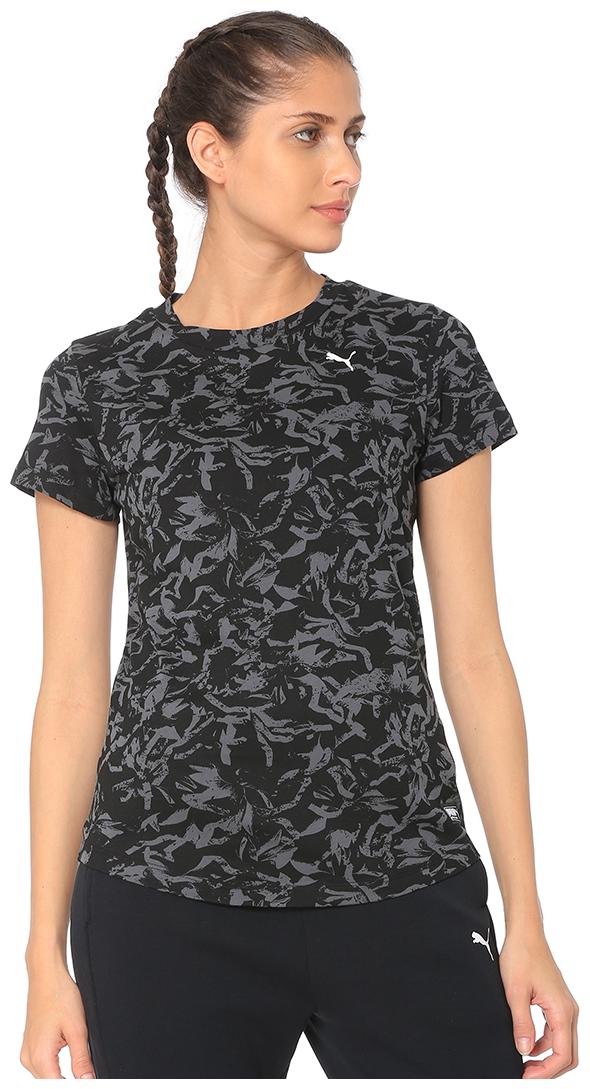 

Puma Women Black Regular fit Round neck Cotton T shirt