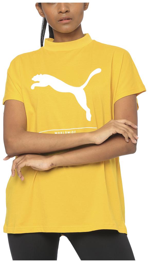 

Puma Women Yellow Regular fit Round neck Cotton T shirt