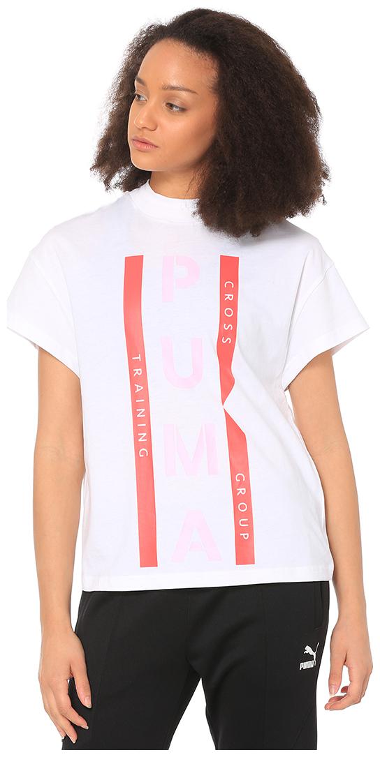

Puma Women White Regular fit Round neck Cotton T shirt