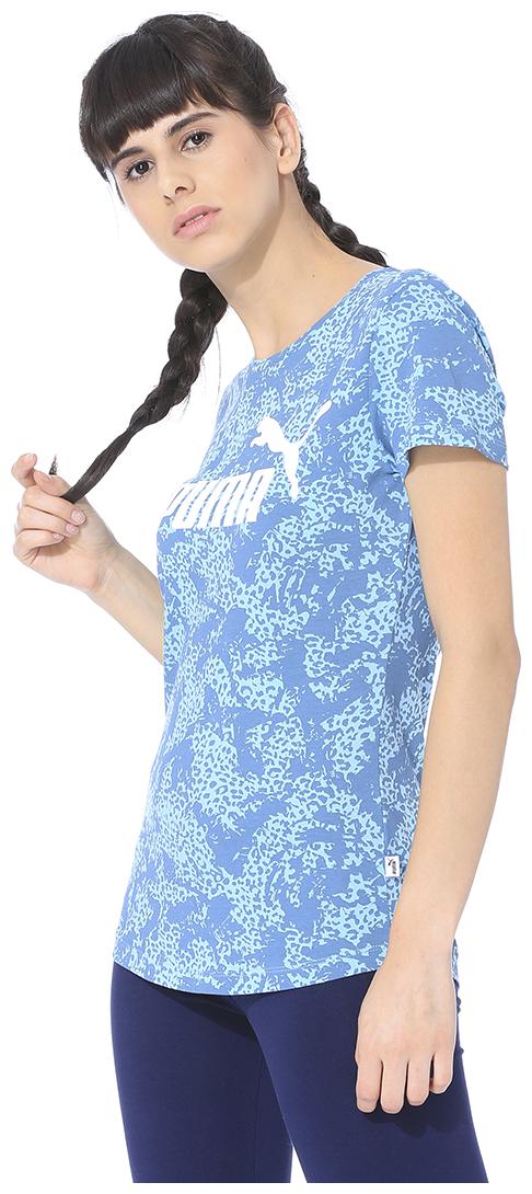 

Puma Women Blue Regular fit Round neck Cotton T shirt