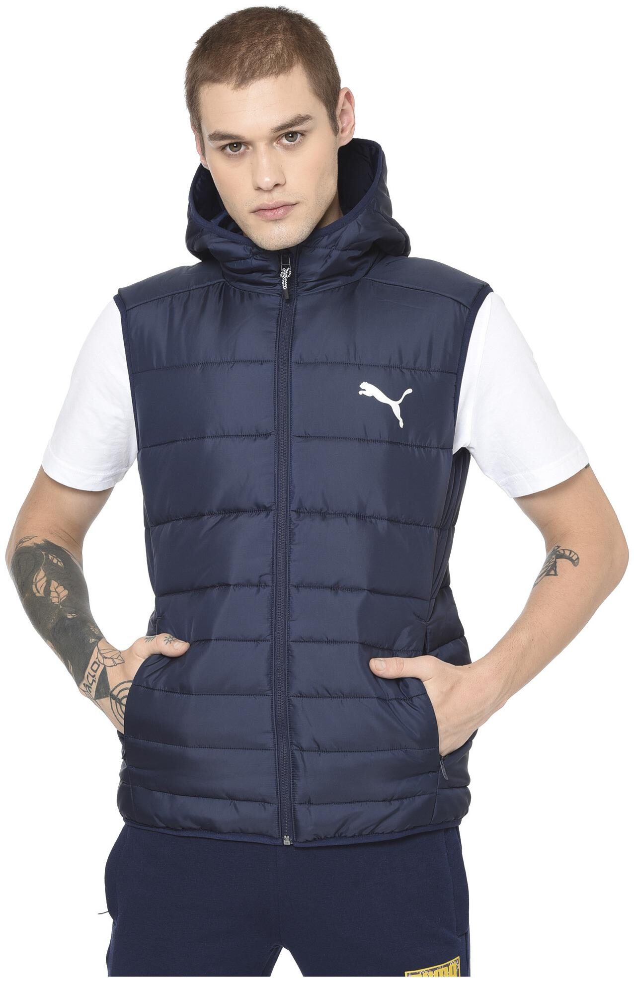 

Puma Men Blue Solid Quilted jacket