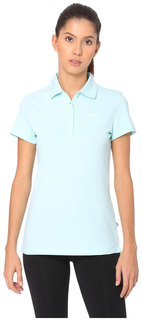 

Puma Women Blue Regular fit Polo neck Cotton T shirt