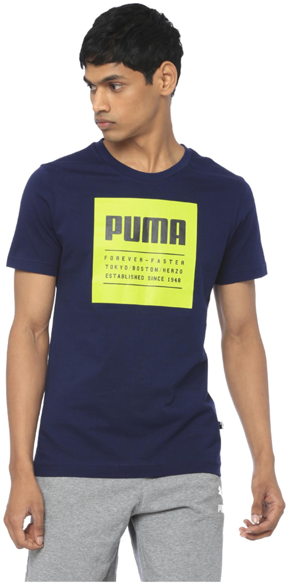 

Puma Men Blue Regular fit Cotton Round neck T-Shirt - Pack Of 1
