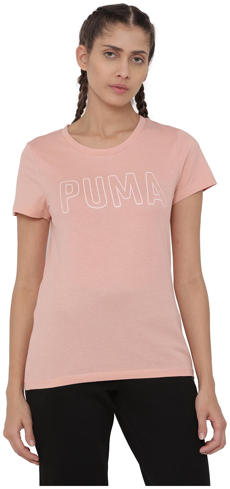 

Puma Women Pink Regular fit Round neck Cotton T shirt