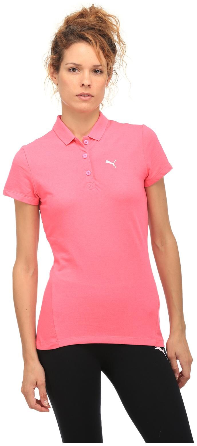 

Puma Women Pink Regular fit Polo neck Cotton T shirt