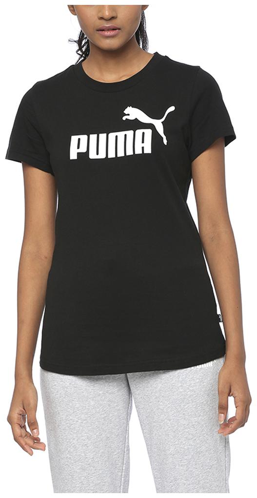 

Puma Women Black Regular fit Round neck Cotton T shirt