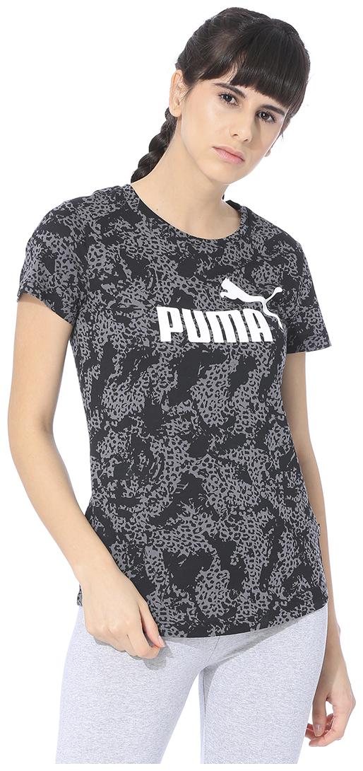 

Puma Women Black Regular fit Round neck Cotton T shirt