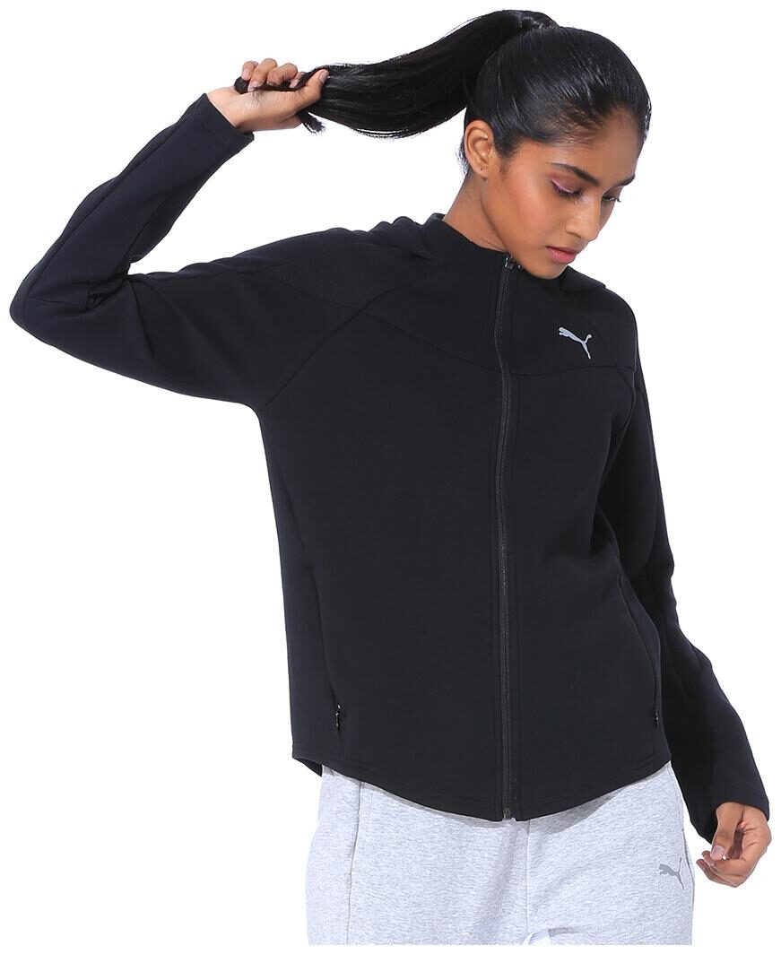 

Puma Women Striped Regular Jacket - Black