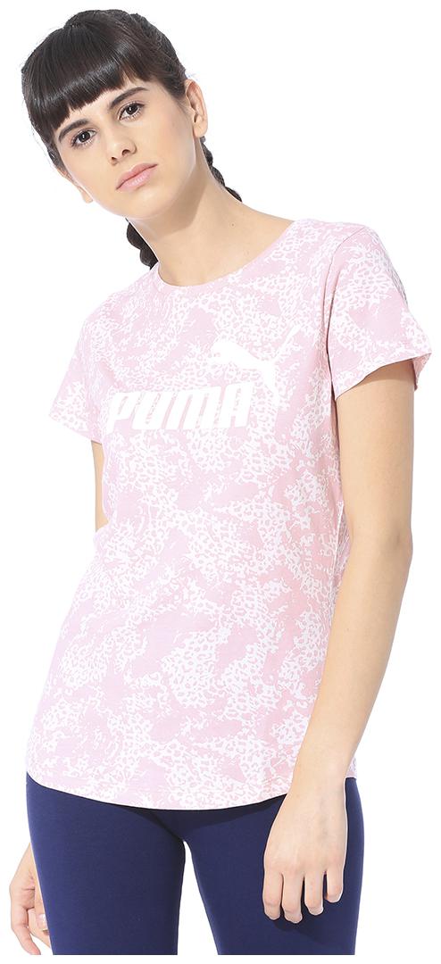 

Puma Women Pink Regular fit Round neck Cotton T shirt