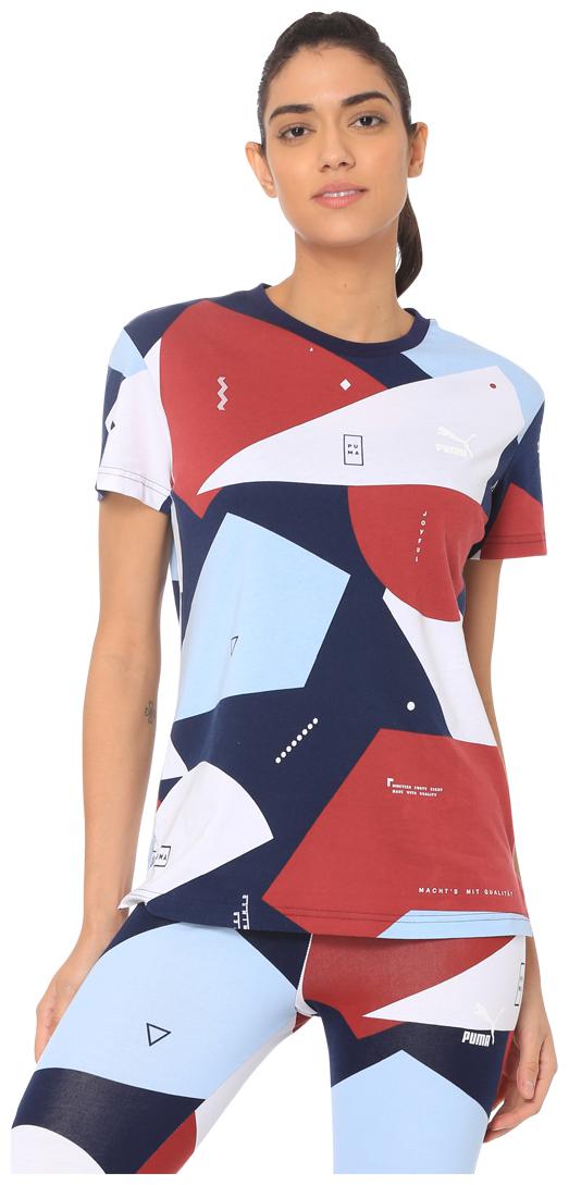 

Puma Women Multi Regular fit Round neck Cotton T shirt