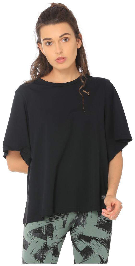 

Puma Women Black Regular fit Round neck Cotton T shirt