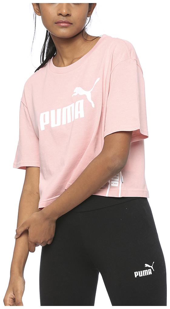 

Puma Women Pink Regular fit Round neck Cotton T shirt