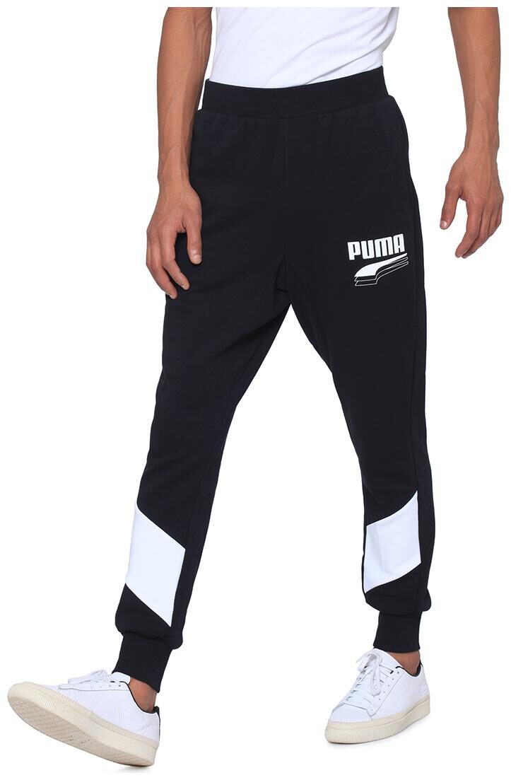 

Puma Cotton Colourblocked Joggers For Men Black White Color