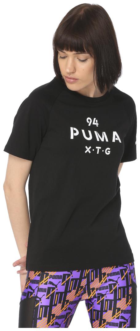 

Puma Women Black Regular fit Round neck Cotton T shirt