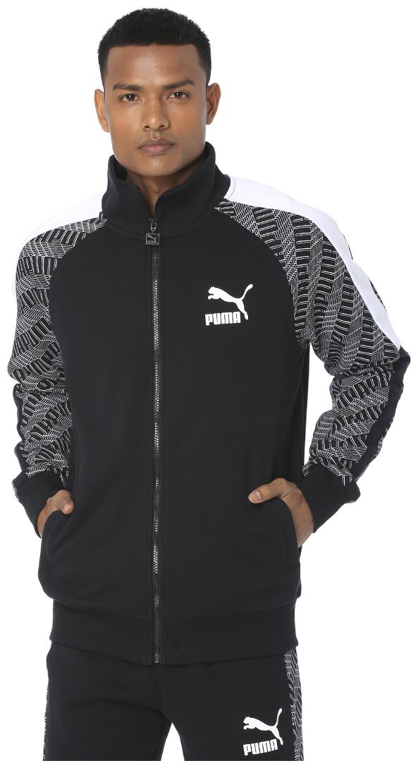 

Puma Men Black Printed Quilted jacket