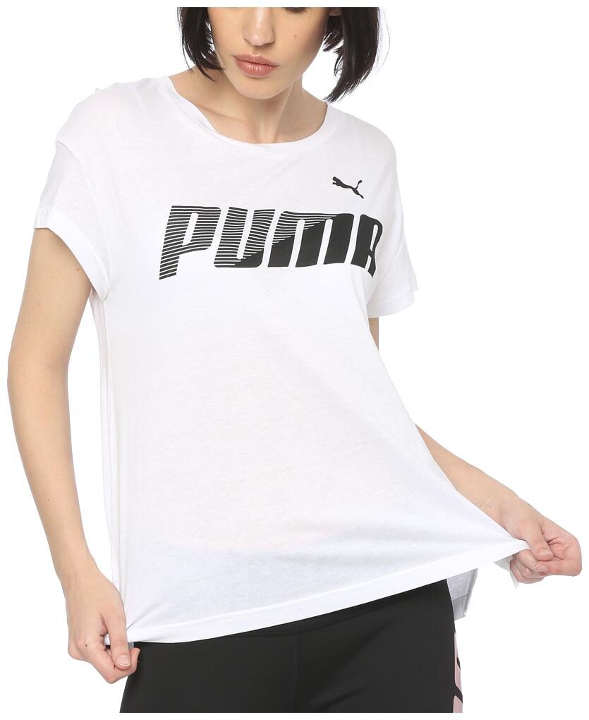 

Puma Women White Regular fit Round neck Cotton T shirt