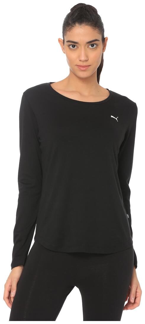 

Puma Women Black Regular fit Round neck Cotton T shirt