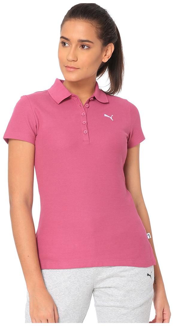 

Puma Women Pink Regular fit Polo neck Cotton T shirt