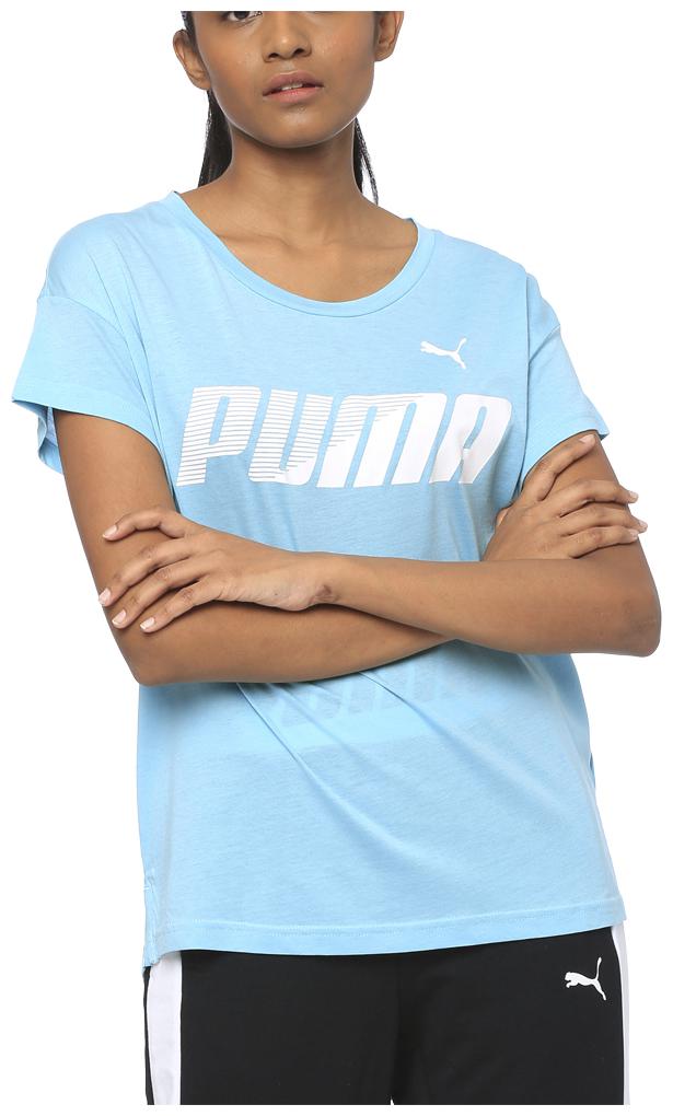 

Puma Women Blue Regular fit Round neck Cotton T shirt