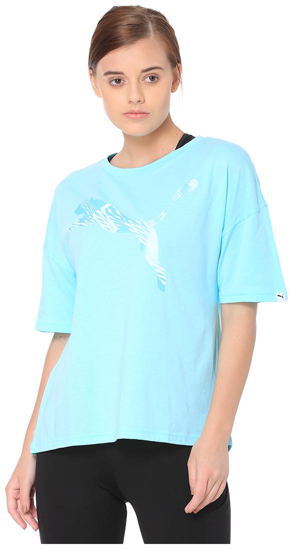 

Puma Women Blue Regular fit Round neck Cotton T shirt